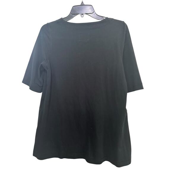 Heide OST Women's Black V-neckline Short Sleeves Oversized T-Shirt Size Medium - Picture 4 of 5